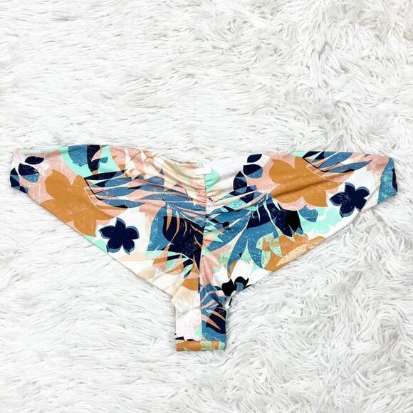 Roxy Printed Beach Classics Brown Blue Mini Bikini Bottom Size XL - Picture 5 of 6